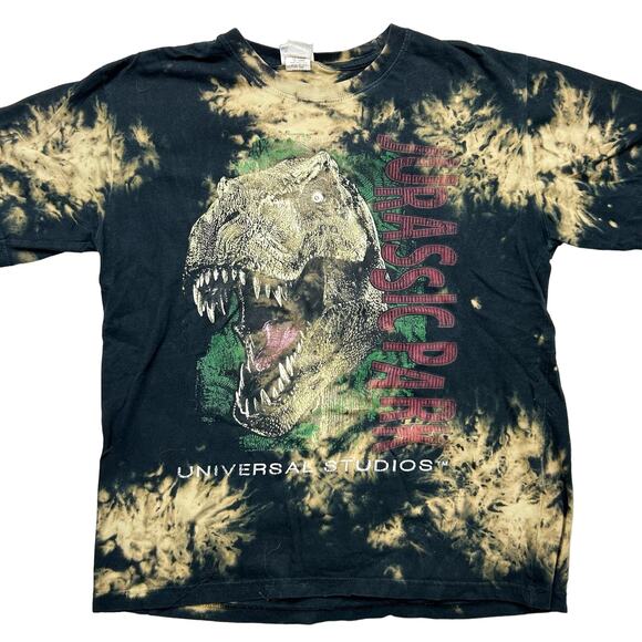 Y2k Universal Studios Jurassic Park tie dye T Rex dinosaur tee size L youth - Picture 1 of 4